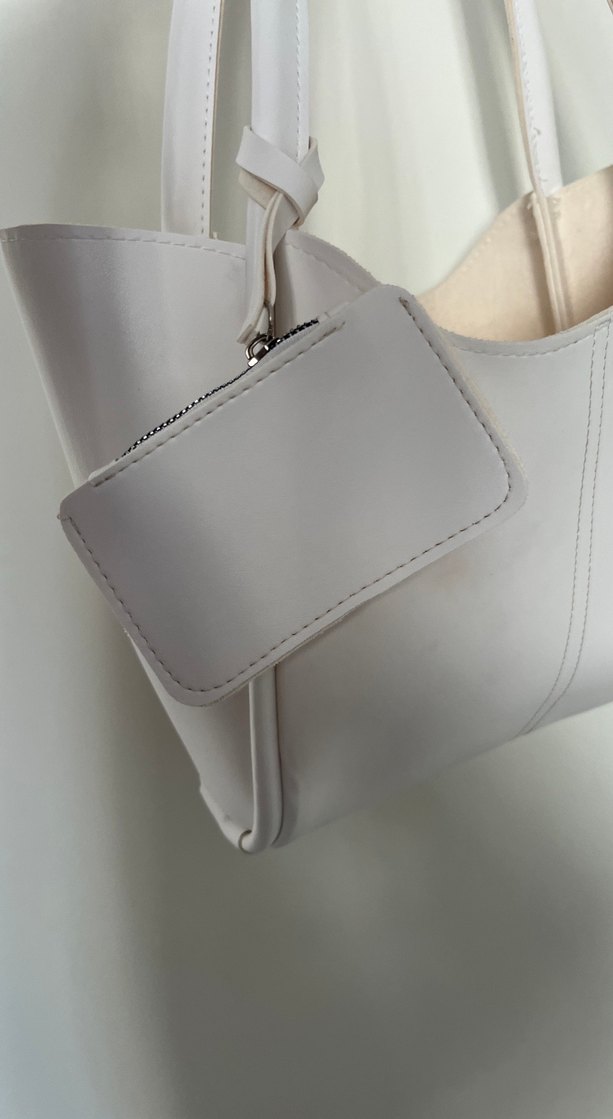 Beyaz Deri Minimalist Kadın Çanta - Görsel 2