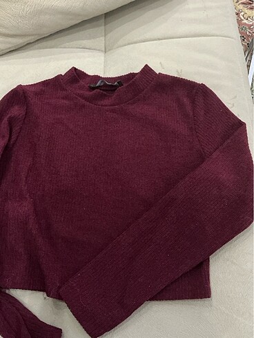 Bordo Kadife Crop bluz