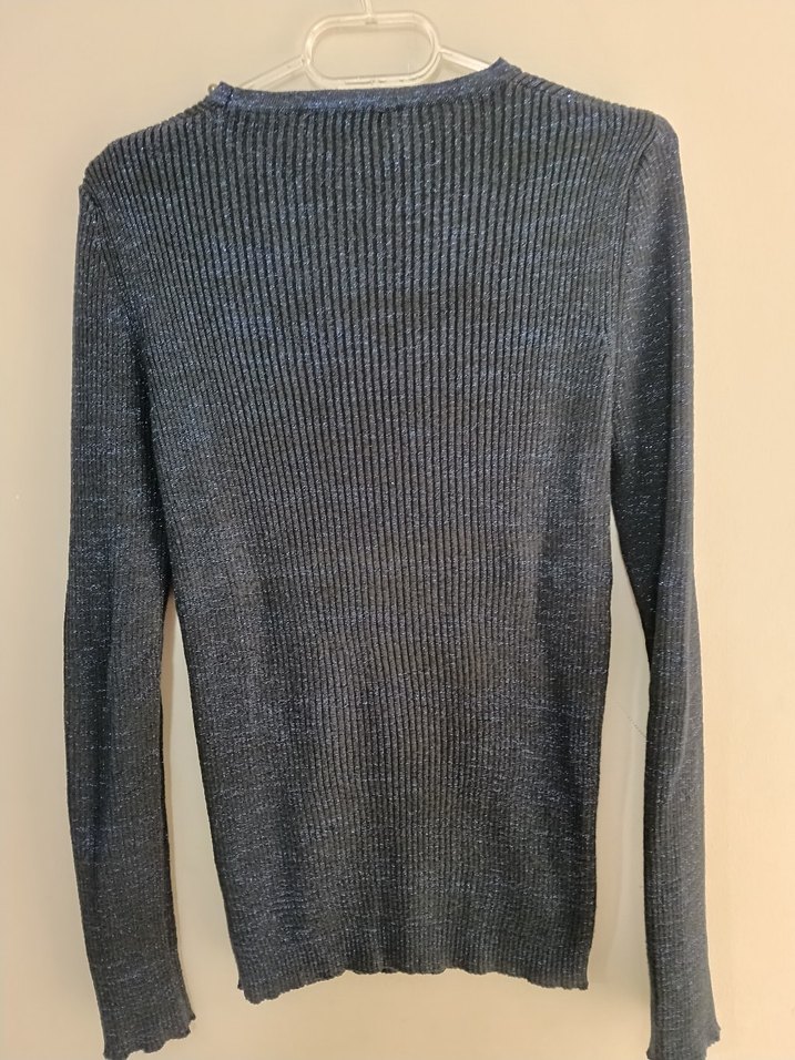 Kadın Gri V Yaka Triko Kazak - Görsel 2