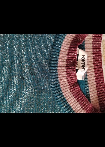 Turkuaz Renkli Uzun Kollu Kadın Triko Kazak - Görsel 3