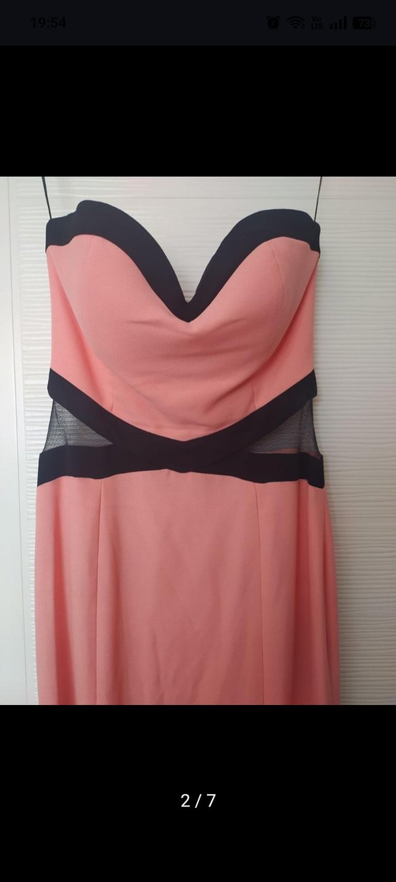 Pembe Drapeli Straplez Uzun Abiye Elbise - Görsel 2