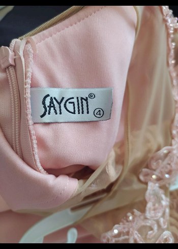 Dantel Detaylı Pembe Uzun Abiye Elbise - Görsel 5