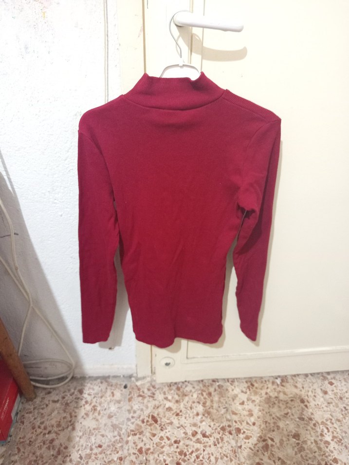 Bordo Fermuarlı Yarım Balıkçı Yaka Kadın Kazak - Görsel 3