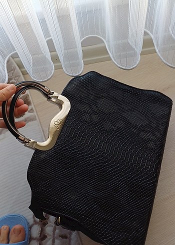 Diğer Parlak Siyah Yılan Desenli Kadın Çanta