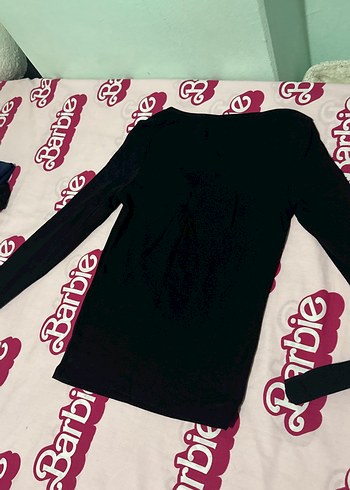 Uzun Kollu Siyah V Yaka önü açık crop bluz - Görsel 3