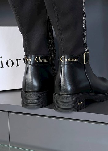 Dior Dior Siyah Gri Desenli Tokalı Kadın Çizme