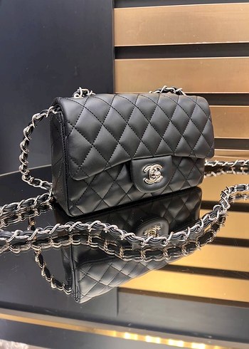 1.75 Chanel ithal Zincir Detaylı Siyah Deri Kadın Çanta - Görsel 3