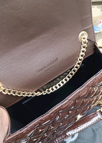 Ysl Zincir Detaylı Siyah Deri Kadın Çanta - Görsel 5