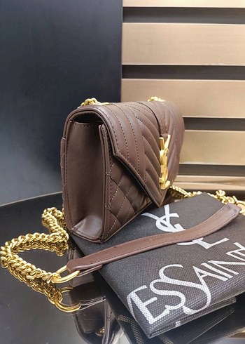 Ysl Zincir Detaylı Siyah Deri Kadın Çanta - Görsel 4