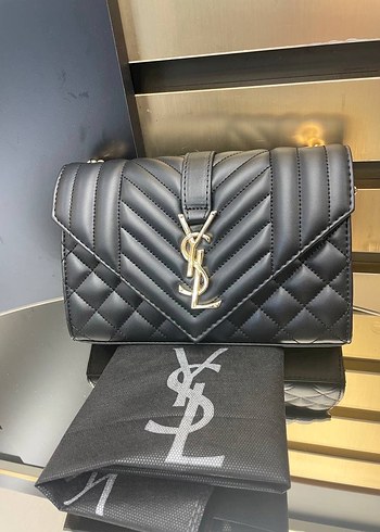 Ysl Zincir Detaylı Siyah Deri Kadın Çanta - Görsel 8