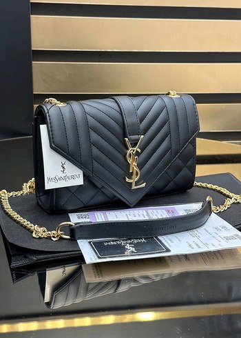 Ysl Zincir Detaylı Siyah Deri Kadın Çanta - Görsel 3