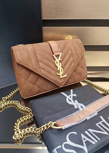 Ysl Zincir Detaylı Siyah Deri Kadın Çanta - Görsel 12