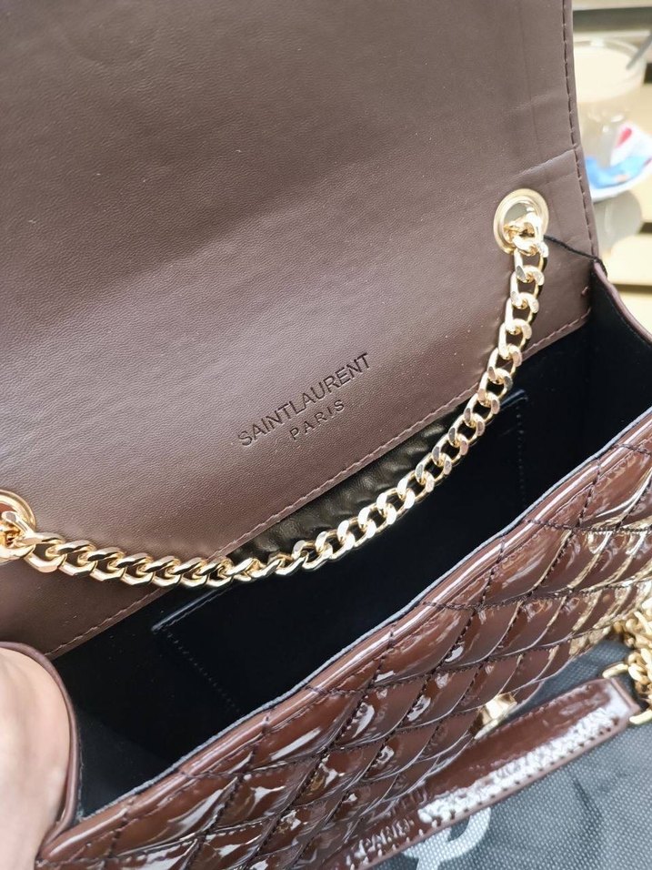 Ysl Zincir Detaylı Siyah Deri Kadın Çanta - Görsel 5