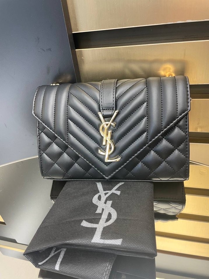 Ysl Zincir Detaylı Siyah Deri Kadın Çanta - Görsel 2