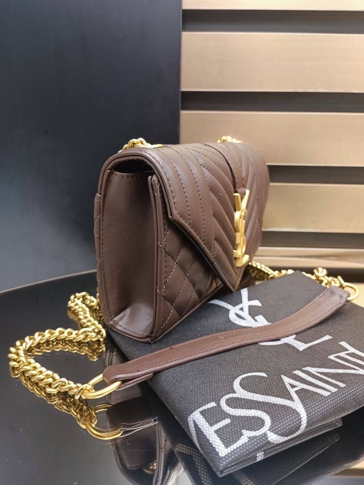 Ysl Zincir Detaylı Siyah Deri Kadın Çanta - Görsel 4