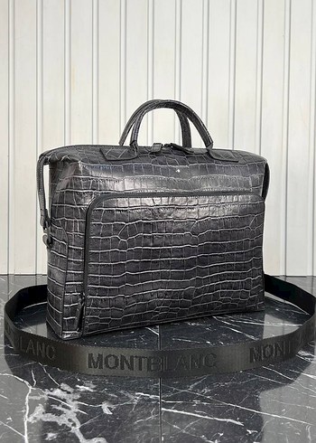 Montblanc Siyah Yılan Desenli Tokalı Evrak Çantası - Görsel 15