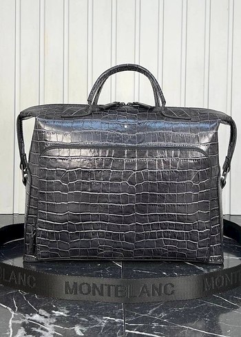 Montblanc Siyah Yılan Desenli Tokalı Evrak Çantası - Görsel 16