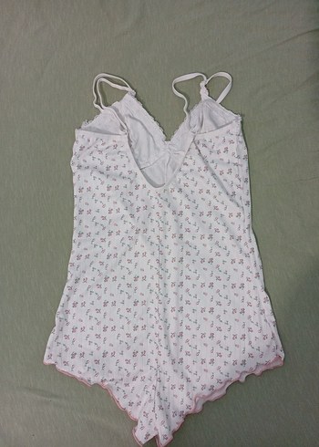 Diğer Beyaz Dantelli kadın pijama tulumu