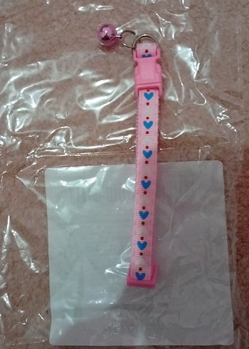 Pembe Kalpli Renkli ayarlanabilir Kedi Tasması