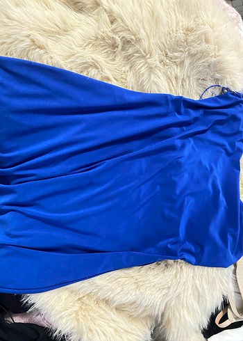 Parlak Mavi Drapeli Uzun Hamile Eteği - Görsel 4