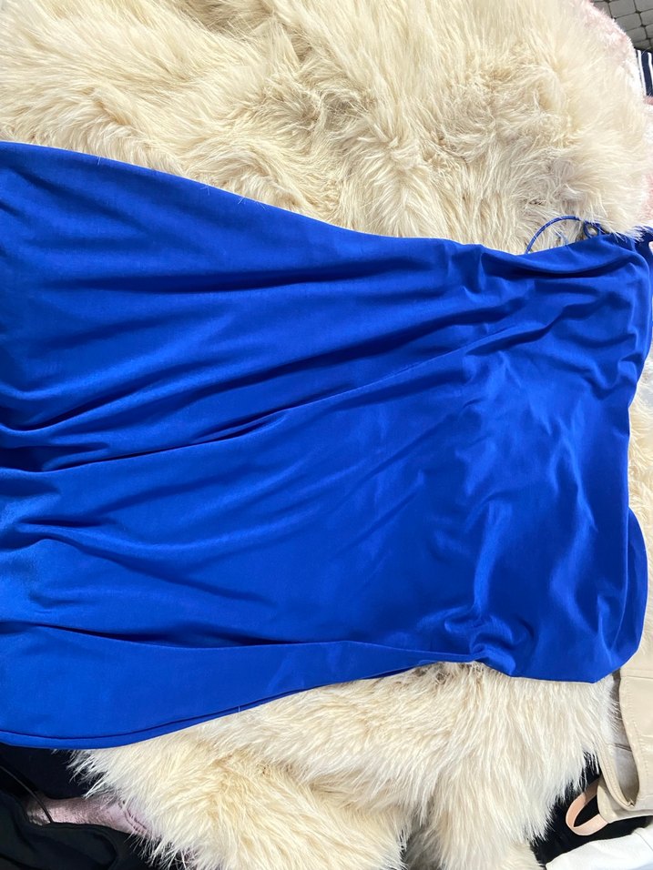 Parlak Mavi Drapeli Uzun Hamile Eteği - Görsel 4