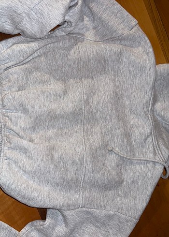 xs Beden Gri Fermuarlı Yüksek Yakalı Kadın Sweatshirt