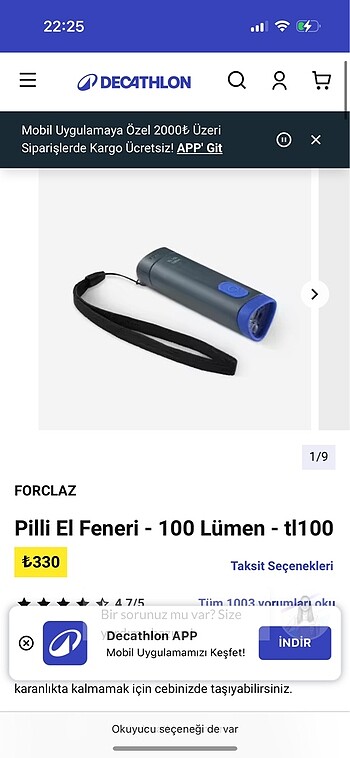 Pilli El Feneri - 100 Lümen - tl100