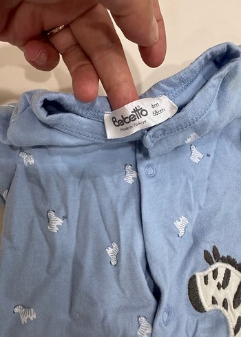 Mavi Zebra Desenli Kısa Kollu Bebek Tulum - Görsel 2