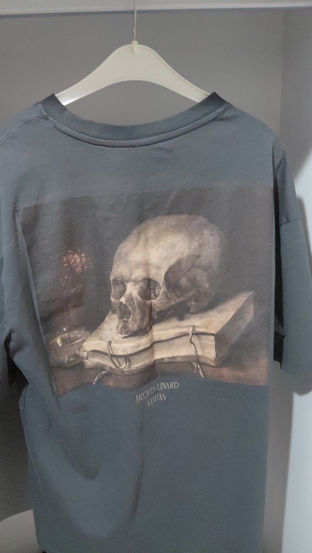 Gri Oversize Erkek Keten Tişört The End - Görsel 2