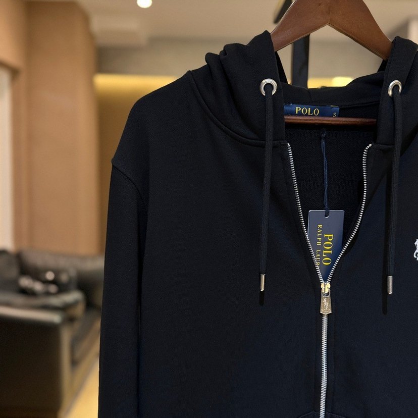 Siyah RALP LAUREN Kapüşonlu Fermuarlı Sweatshirt - Görsel 4