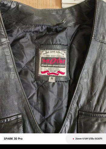 Siyah Deri Kolsuz Biker Yelek - Görsel 3