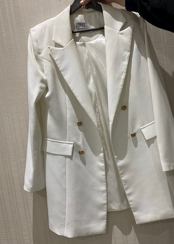 Diğer Düğmeli Beyaz Kadın Blazer Ceket