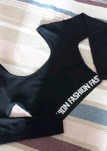 Siyah Kadın Crop Top Uzun Kollu - Görsel 2