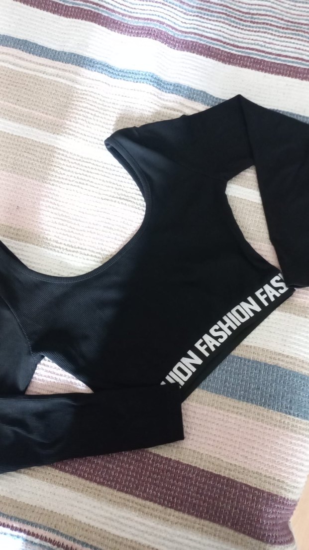 Siyah Kadın Crop Top Uzun Kollu - Görsel 2