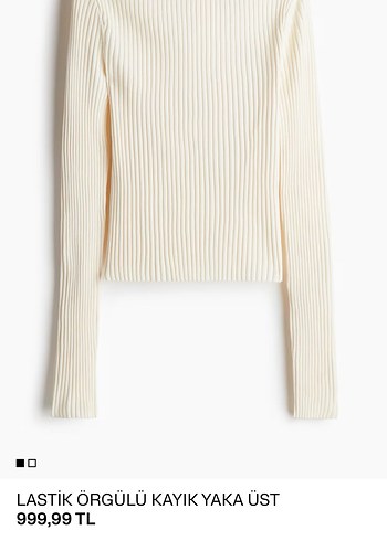 H&M HM Beyaz Pamuklu Uzun Kollu Triko Kazak
