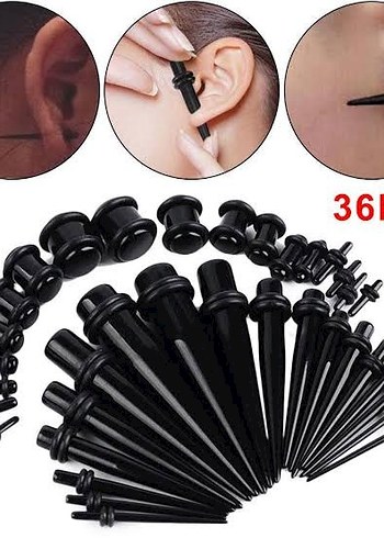 Siyah tunel Piercing Seti 5 parca - Görsel 2