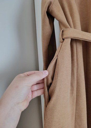 Düğmeli Bej Hamile Kabanı - Görsel 2