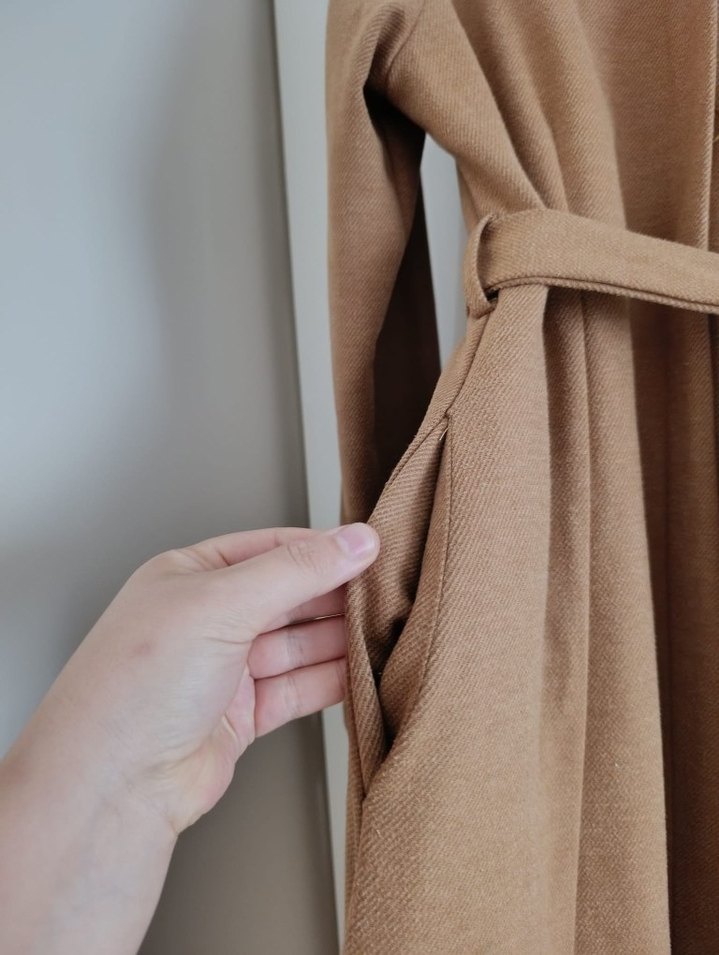 Düğmeli Bej Hamile Kabanı - Görsel 2