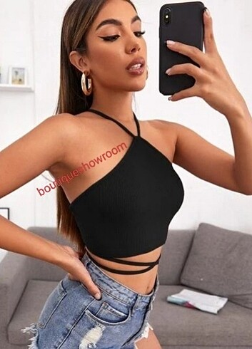 Bağcıklı straplez crop