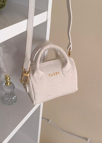  Beden Vakko Beyaz Deri Baskılı Kadın Çanta 10x15 Mini