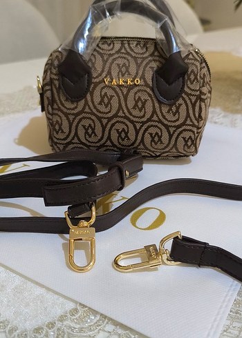 Beden Vakko Kahverengi kumaş Çantası 10x15 mini-3 kademeli aski