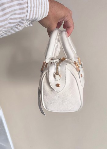 Vakko Gold defolu Beyaz Deri Çanta 10x13x17 cm-3 kademeli aski - Görsel 5