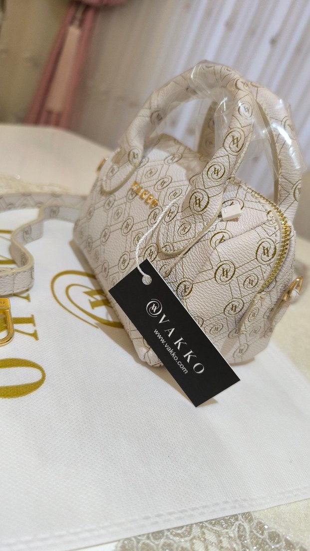 Vakko deri Gold beyaz çanta 10x15 mini-3 kademeli aski - Görsel 5