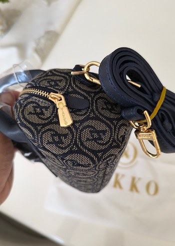 Vakko kumaş lacivert Kadın Çanta 10x15 mini-3 kademeli aski - Görsel 10