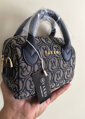 Vakko kumaş lacivert Çanta 10x15 mini-3 kademeli aski - Görsel 11