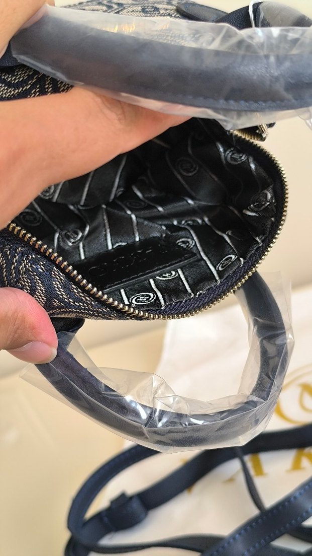 Vakko kumaş lacivert Çanta 10x15 mini-3 kademeli aski - Görsel 4