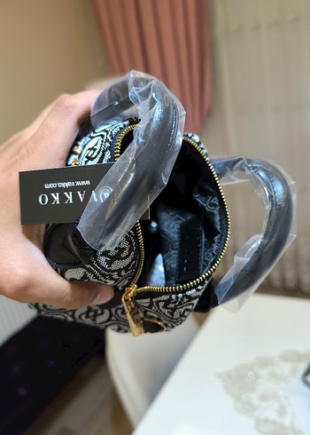 Vakko Siyah gri kumas Çanta 10x15 mini-3 kademeli aski - Görsel 7
