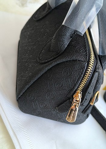 Vakko Siyah Deri Kadın Çanta 10x15 mini-3 kademeli aski - Görsel 5