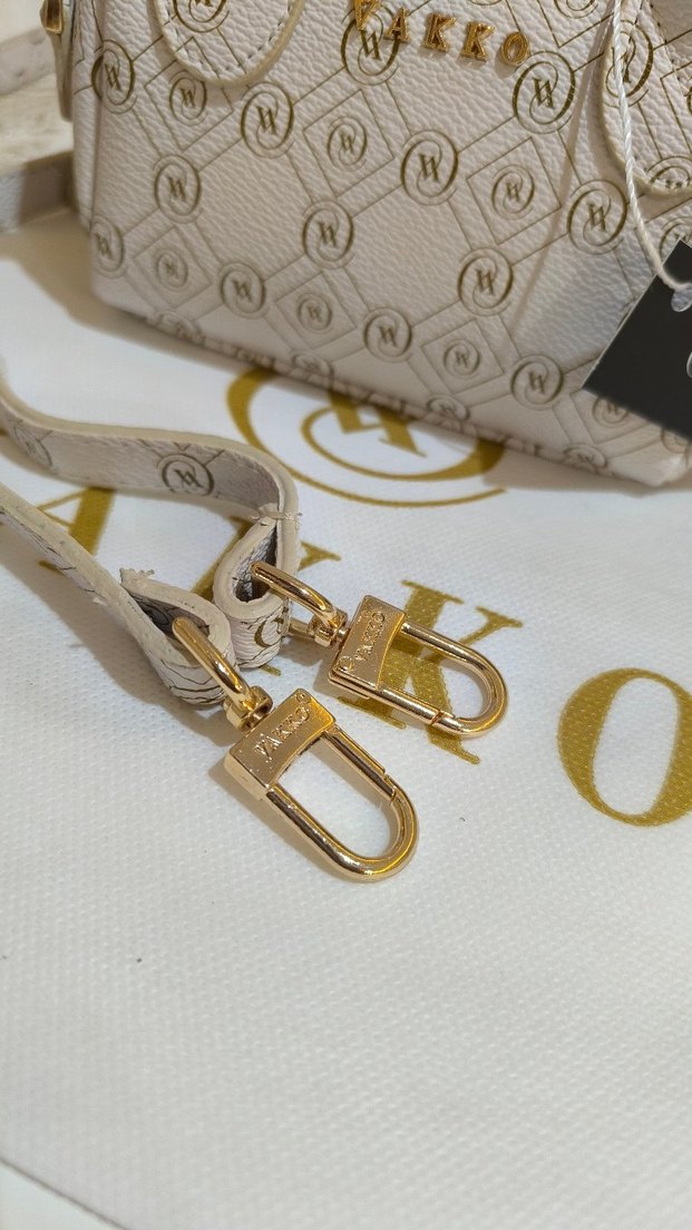 Vakko Gold Beyaz Deri Çanta 10x15 mini-3 kademeli aski - Görsel 5