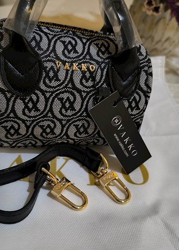 Vakko kumaş siyah gri Çanta 10x15 mini-3 kademeli aski - Görsel 3